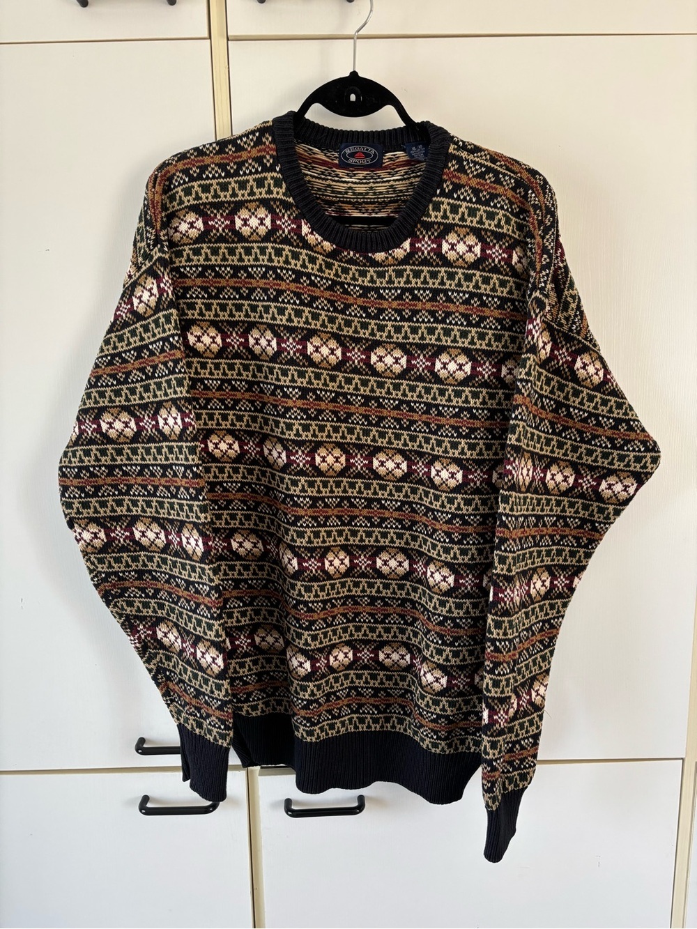 Vintage Regatta Sport Fair Isle Sweater XL 100% Cotton Heavy Knit Grandpacore - Picture 2 of 8